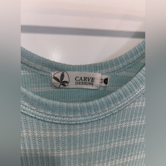 CARVE DESIGNS WOMEN'S STRIPED EVER TANK in teal blue - Picture 4 of 7